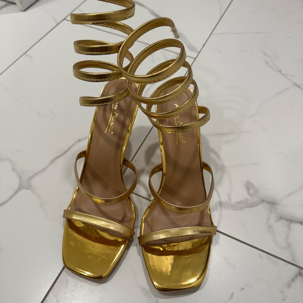 Elegant Gold Strappy Heels